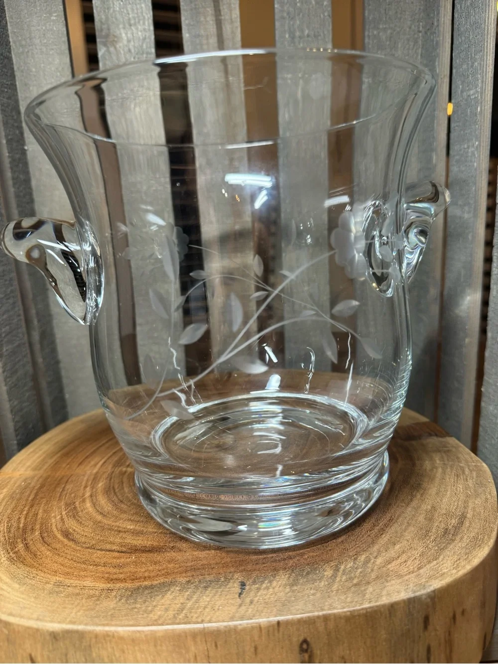 Vintage Princess House Heritage Crystal Ice Bucket with Tongs